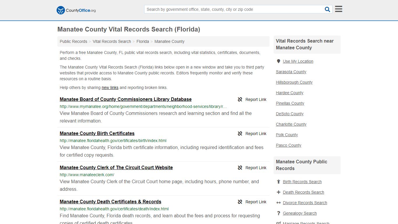 Vital Records Search - Manatee County, FL (Birth, Death ...