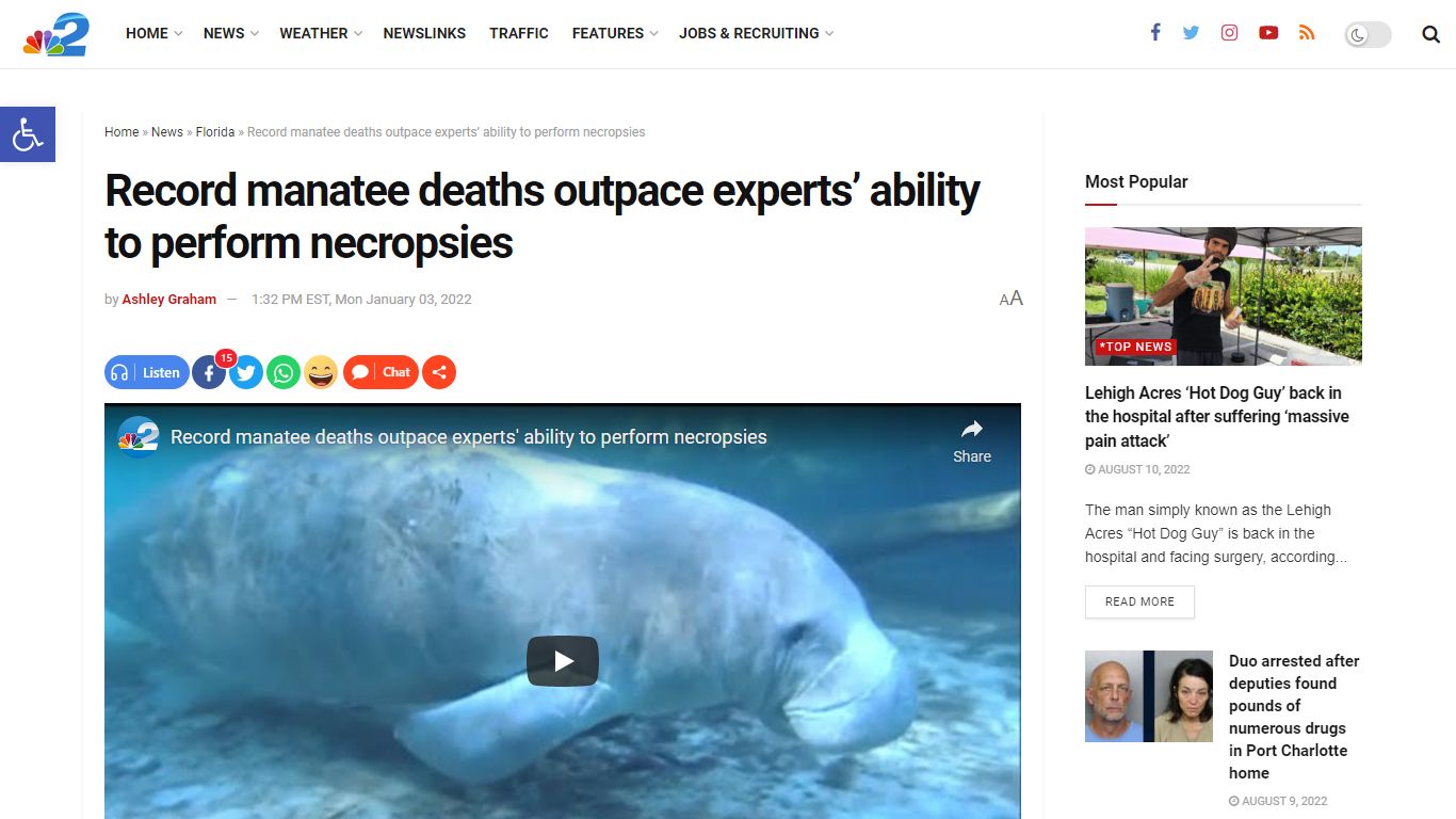 Record manatee deaths outpace experts' ability to perform ...